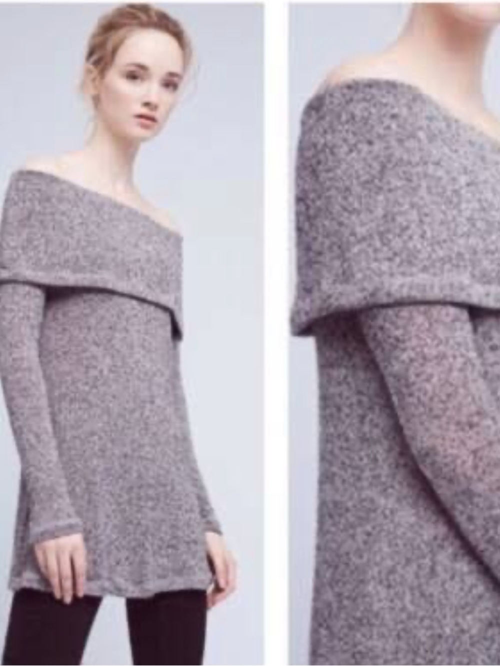 (BOGO FREE) Anthropologie Eri + Ali Naples Off Shoulder Tunic Gray Medium